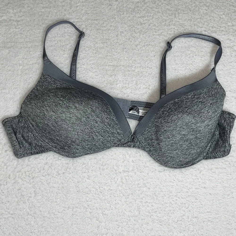 Izod Gray  Cotton T-shirt Knit  Padded‎ Bra 38C